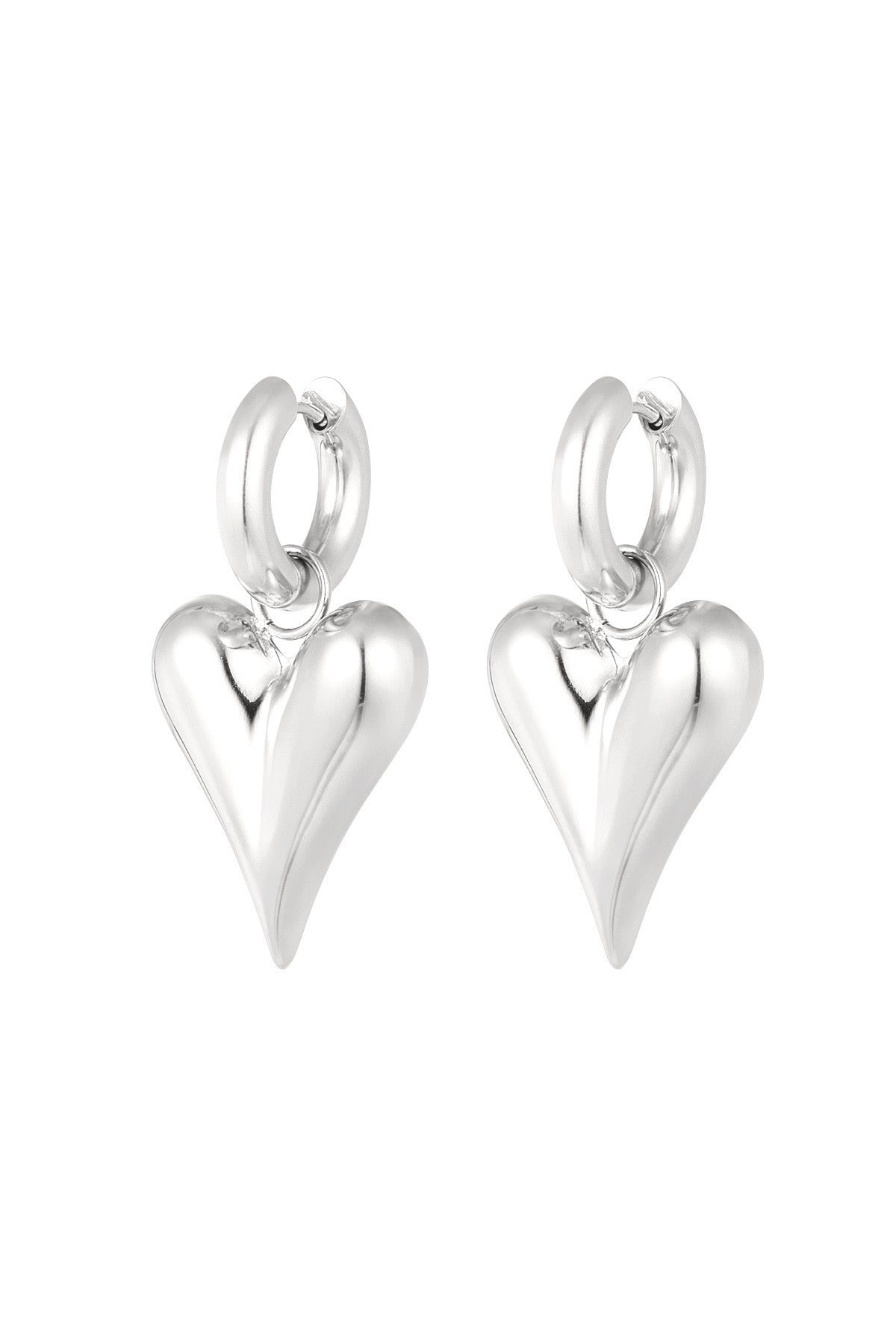 Big heart oorbellen zilver -