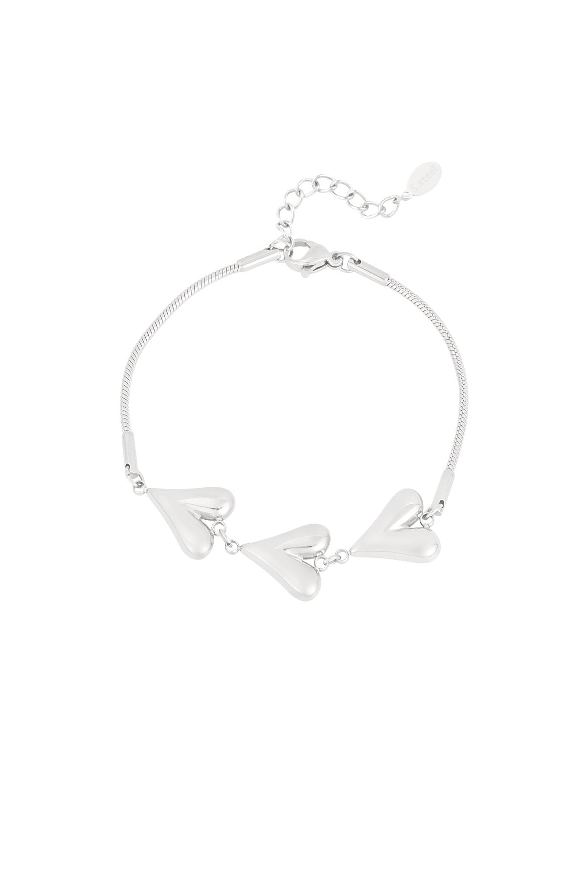 Hearts unfolded armband zilver -