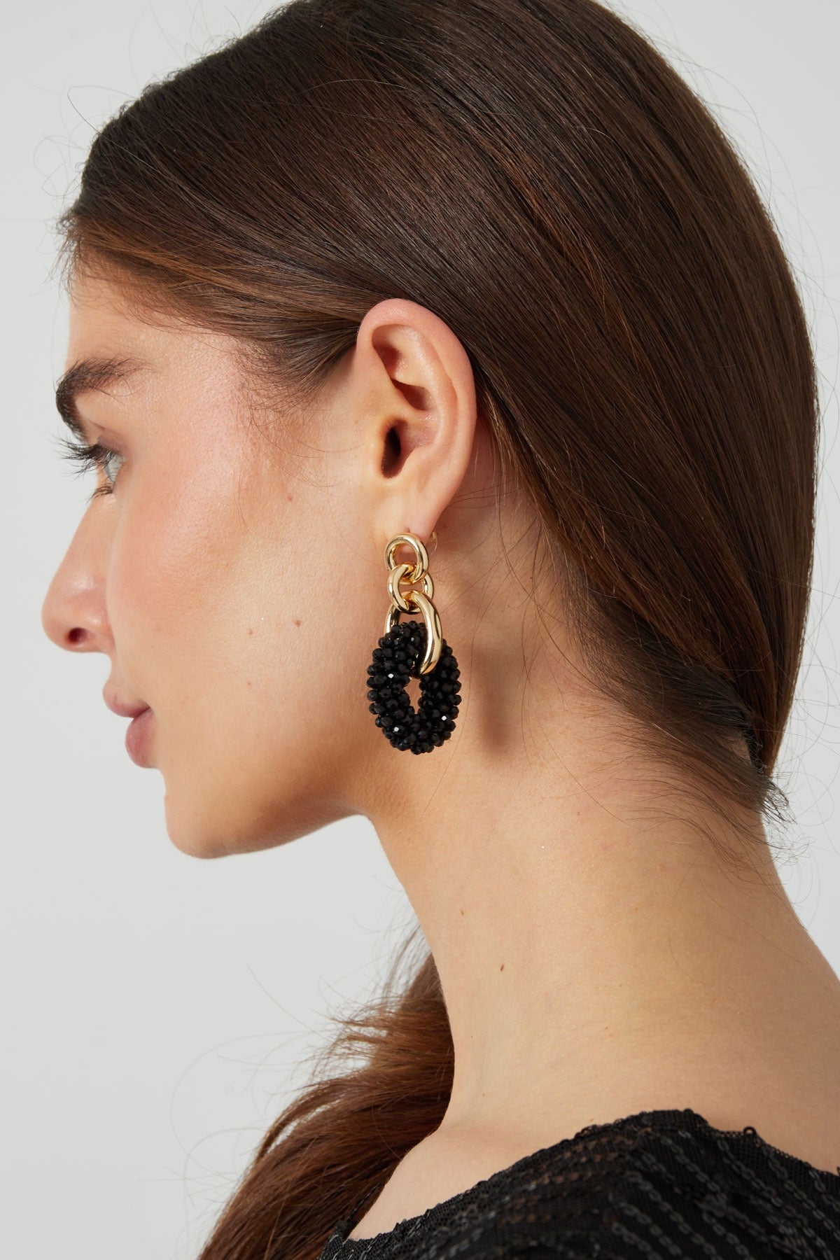Oorbel luxury zwart -