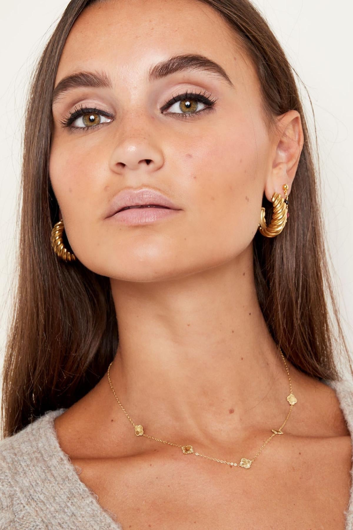 Oorbellen baquette goud -