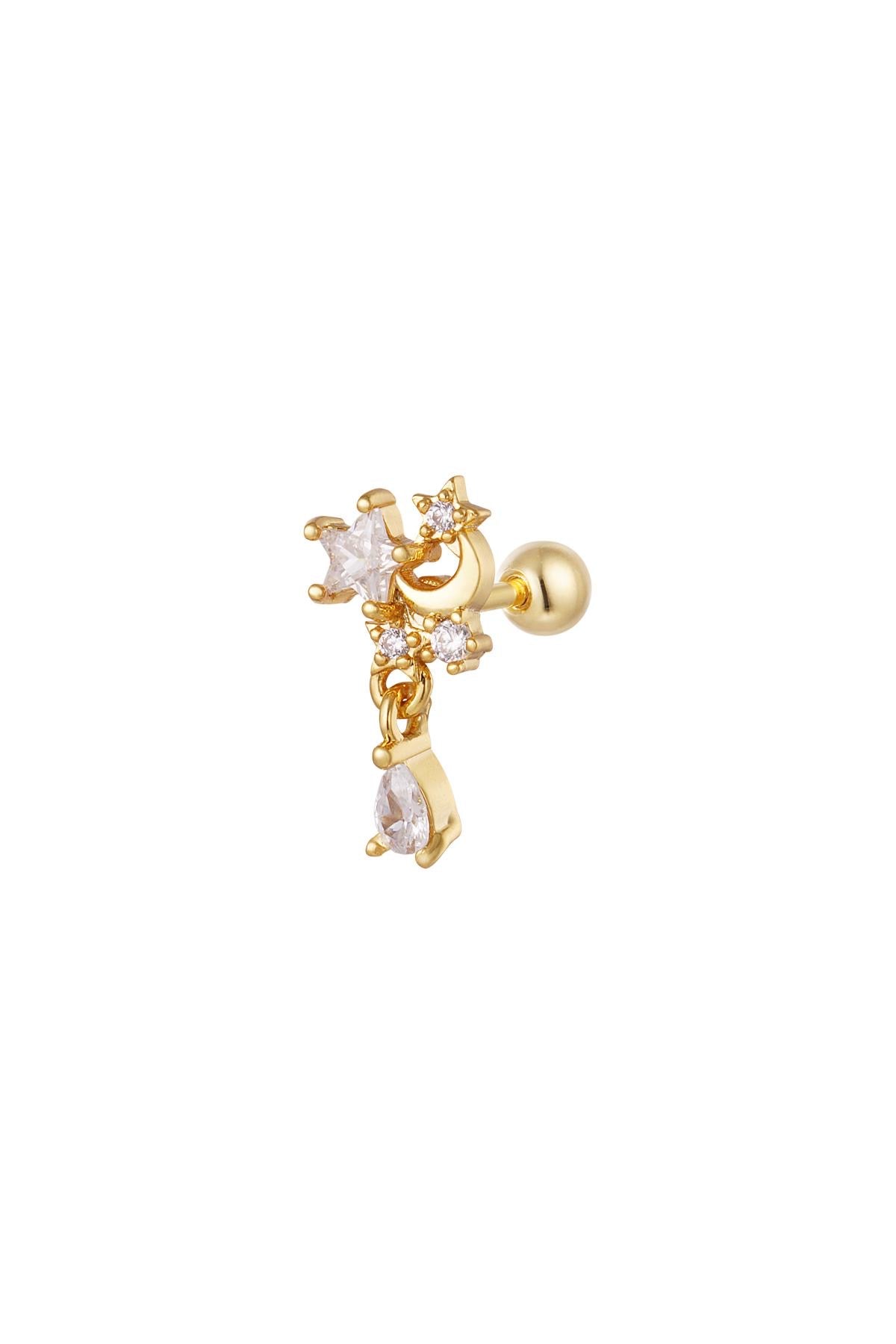 Piercing maan en ster goud -