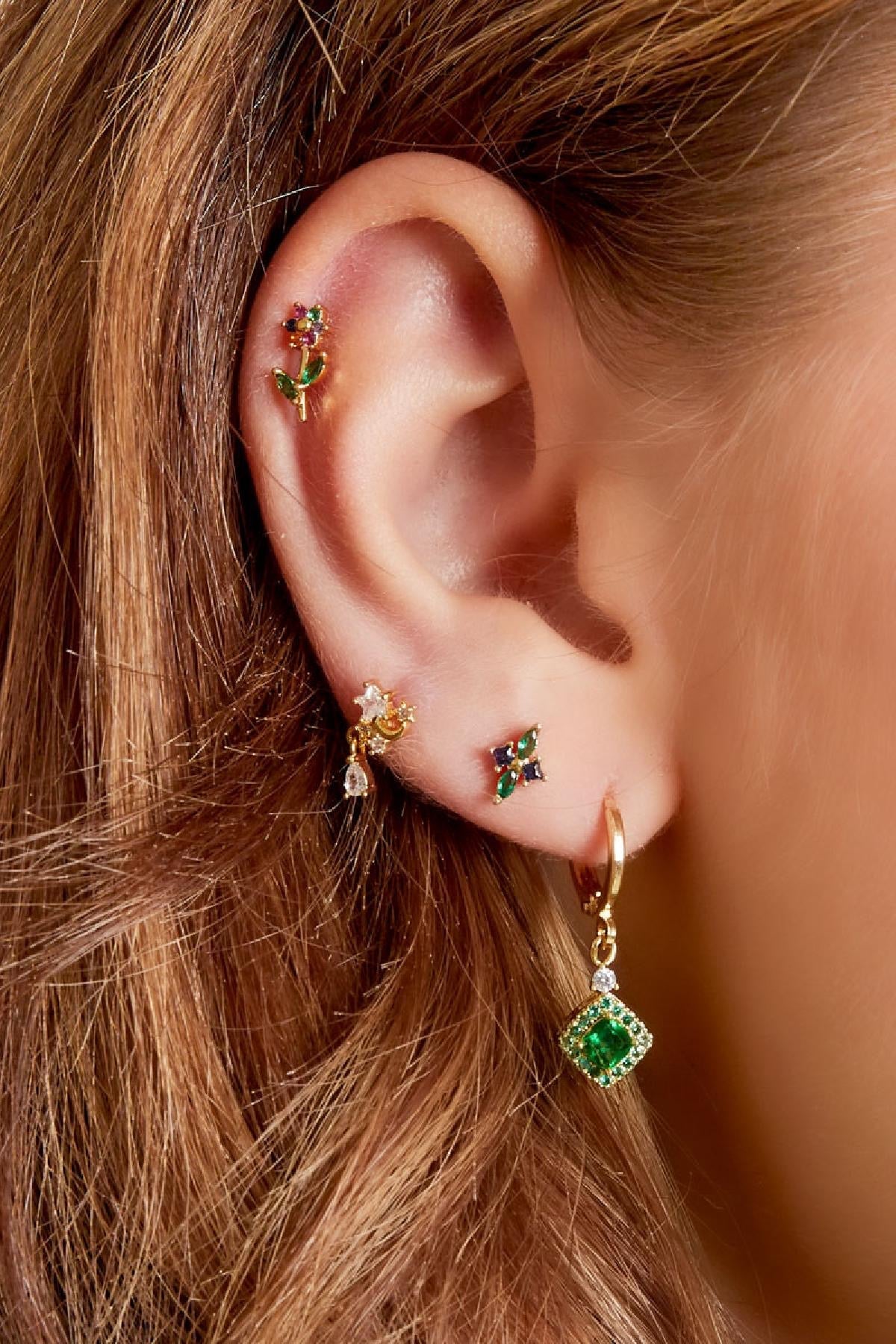 Piercing maan en ster goud -
