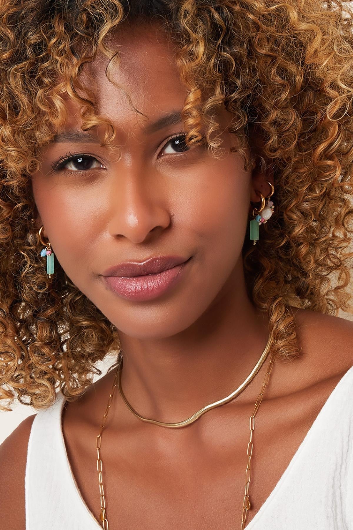 Platte schakelketting goud -
