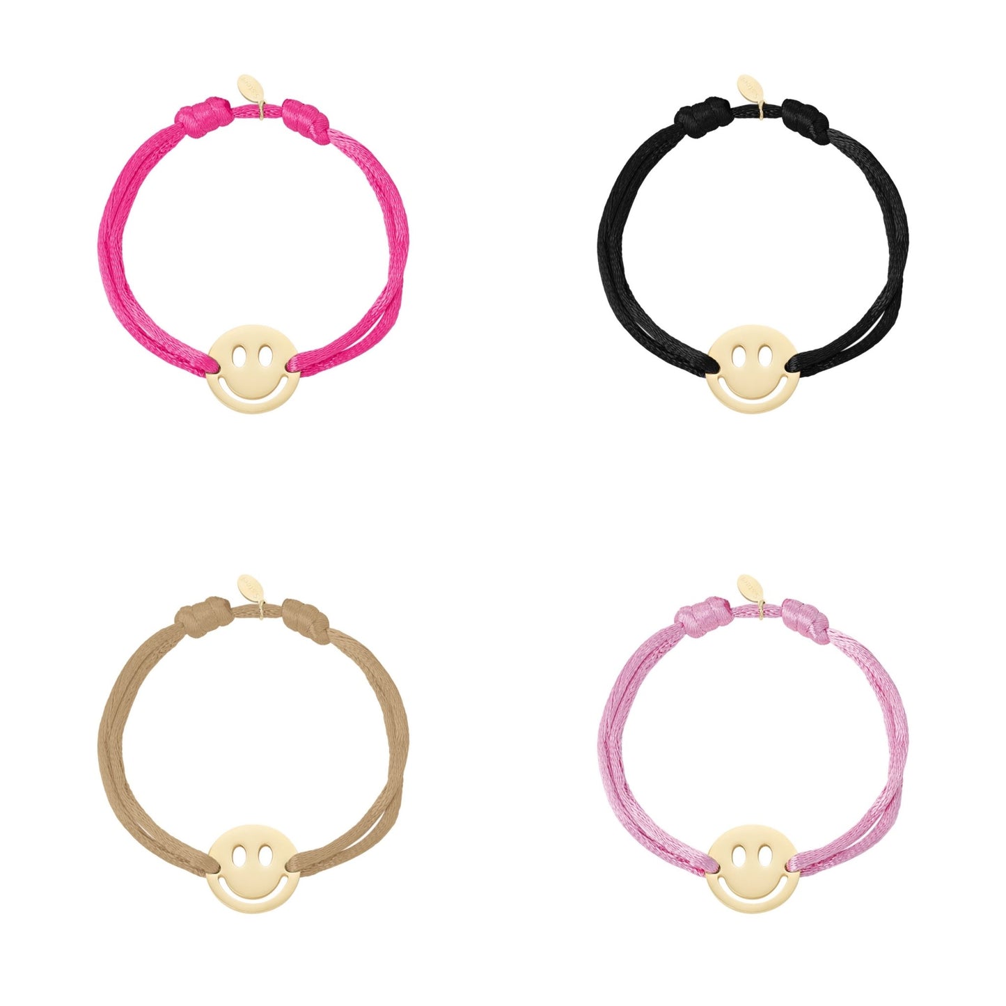 Smiley armband satijn -