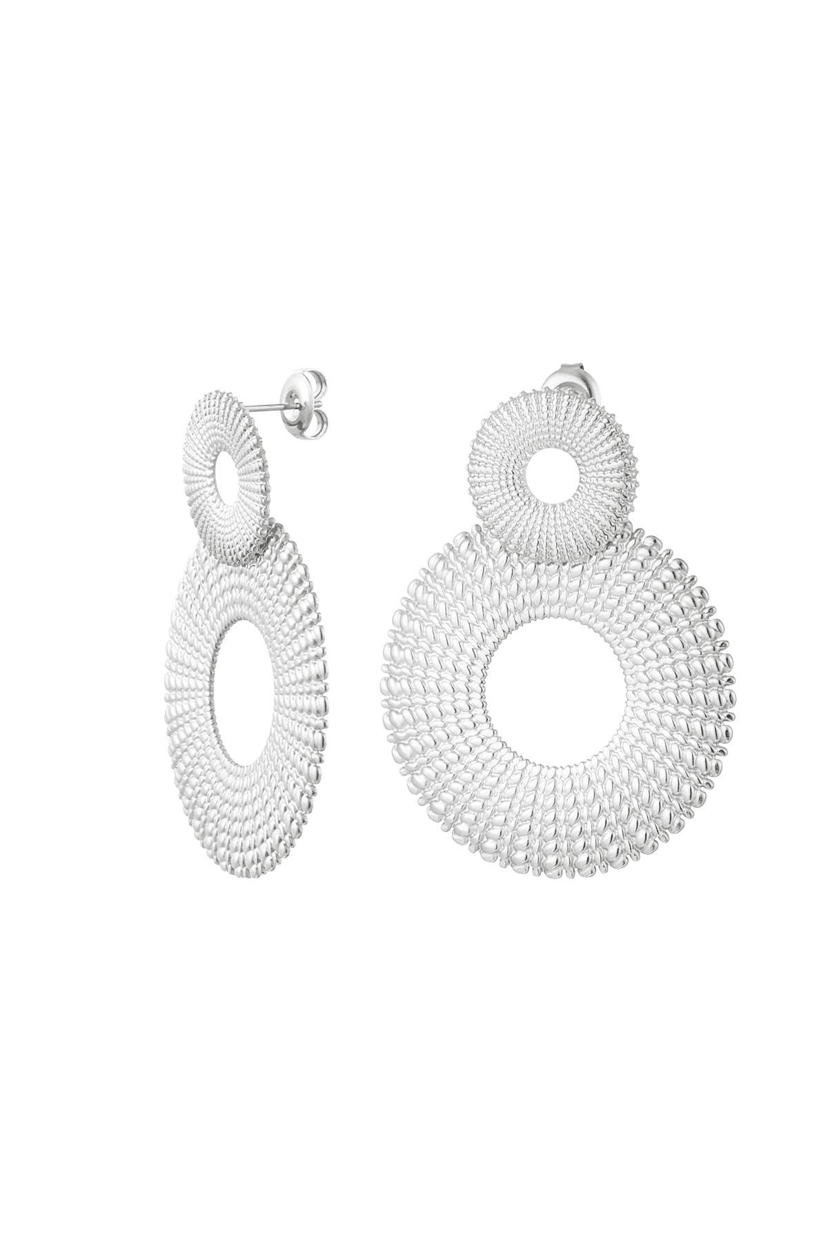 Statement oorbellen cirkels zilver -