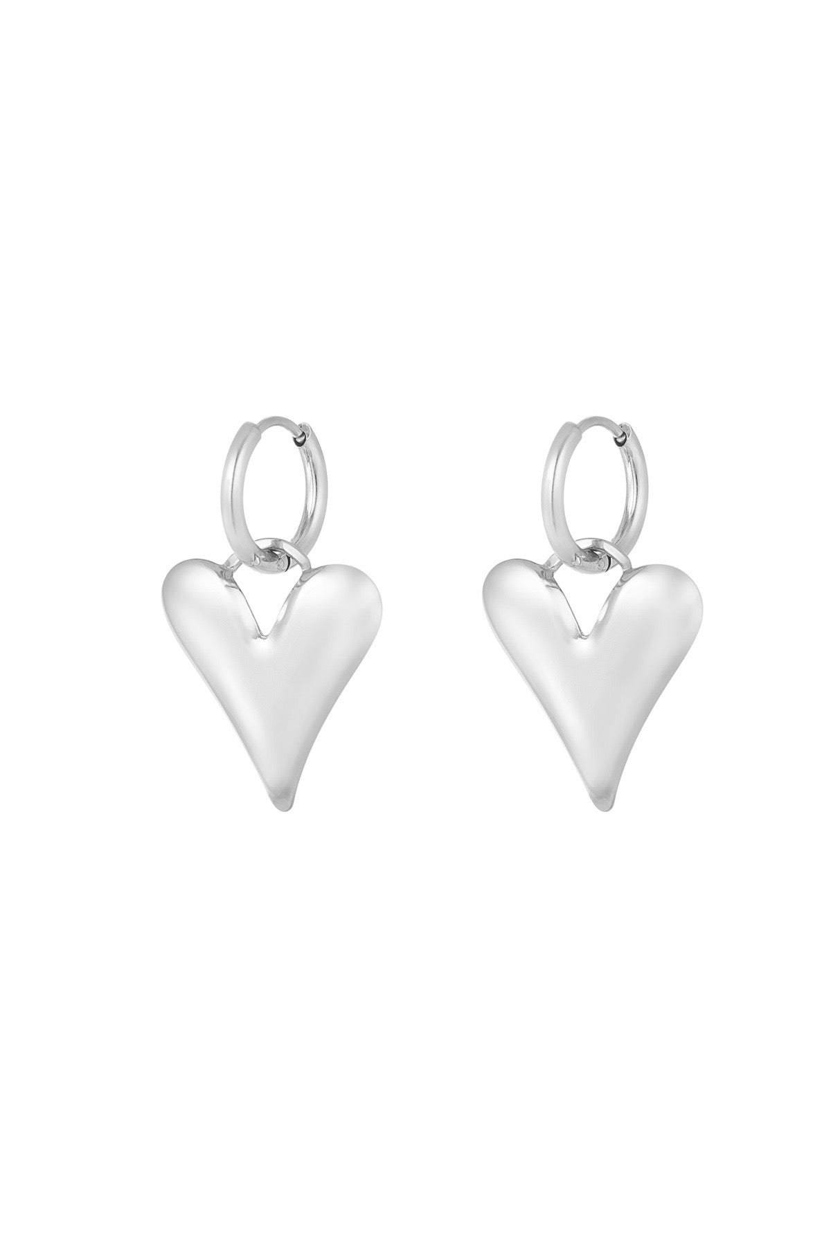 Oorbellen big heart zilver - 